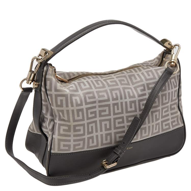 Pre Owned Givenchy Beige/Grey Monogram Canvas and Leather Hobo