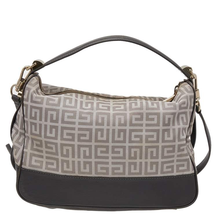 Pre Owned Givenchy Beige/Grey Monogram Canvas and Leather Hobo