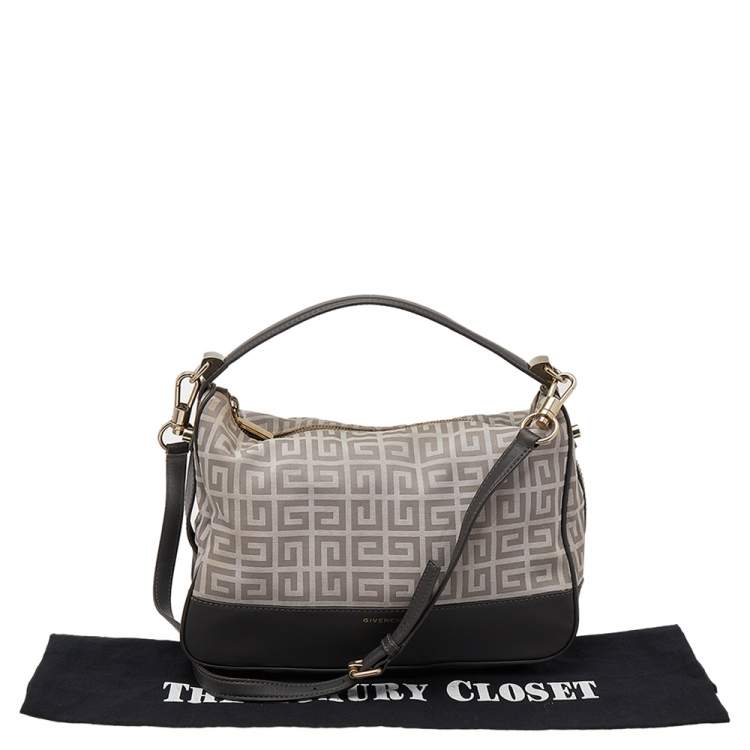Pre Owned Givenchy Beige/Grey Monogram Canvas and Leather Hobo