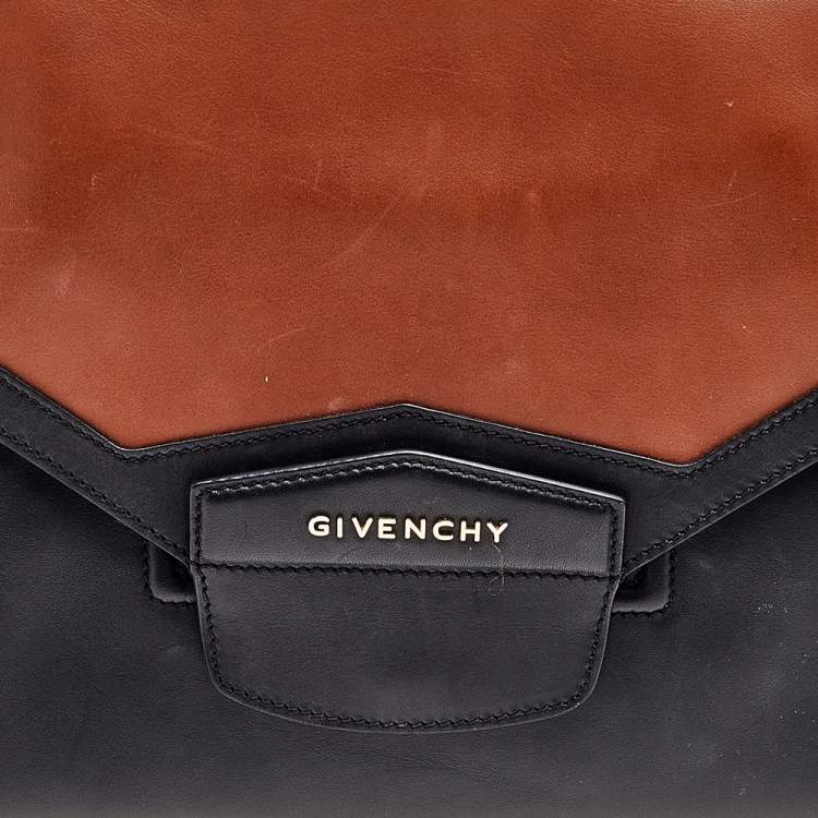 Pre Owned Givenchy Black/Brown Leather Antigona Envelope Clutch