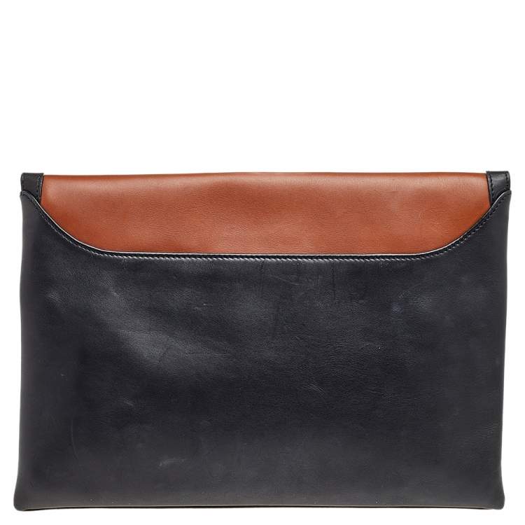 Pre Owned Givenchy Black/Brown Leather Antigona Envelope Clutch