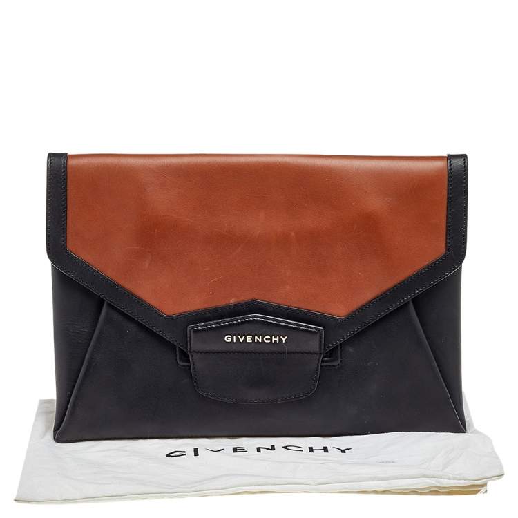 Pre Owned Givenchy Black/Brown Leather Antigona Envelope Clutch