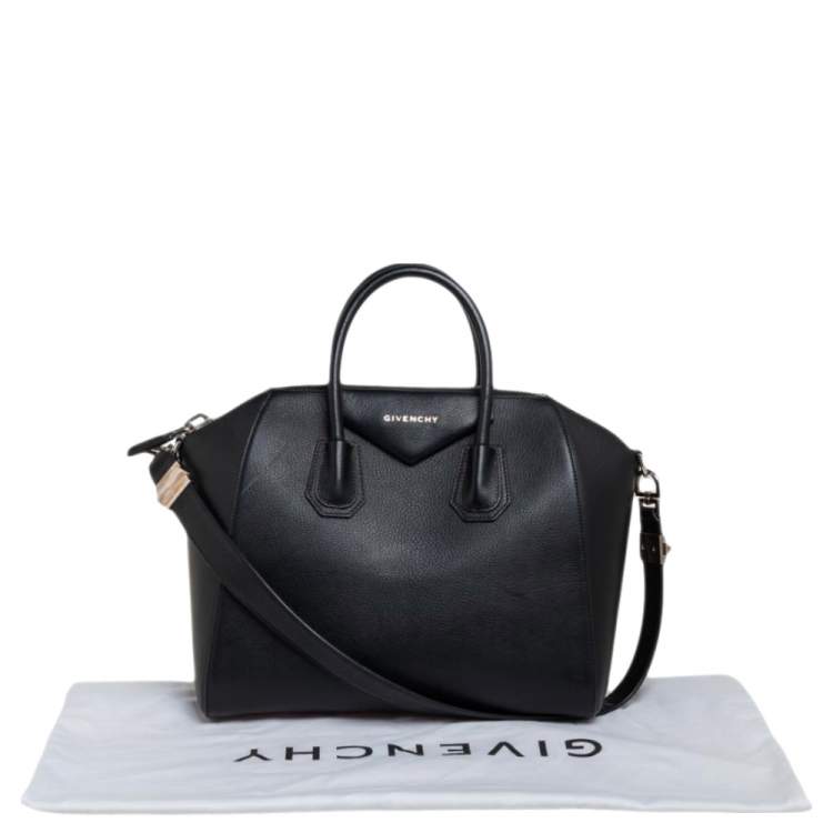 Pre Owned Givenchy Black Leather Medium Antigona Satchel 