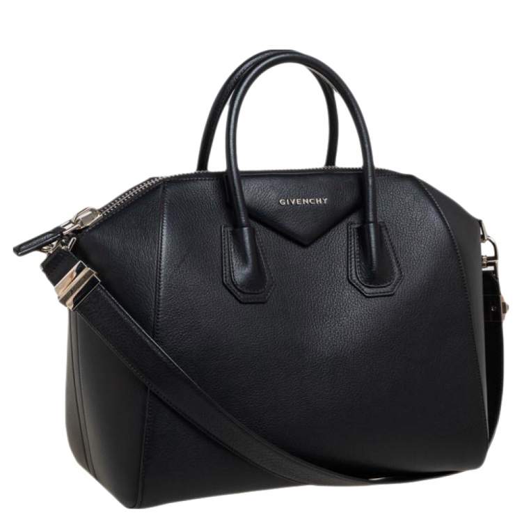 Pre Owned Givenchy Black Leather Medium Antigona Satchel 