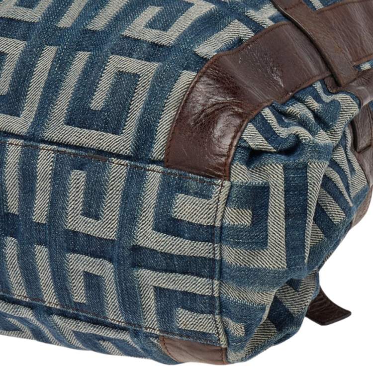Pre Owned Givenchy Blue/Brown Denim and Leather Shoulder Bag