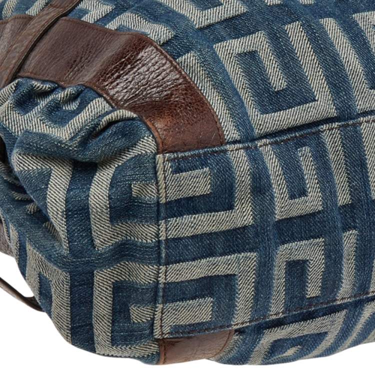 Pre Owned Givenchy Blue/Brown Denim and Leather Shoulder Bag