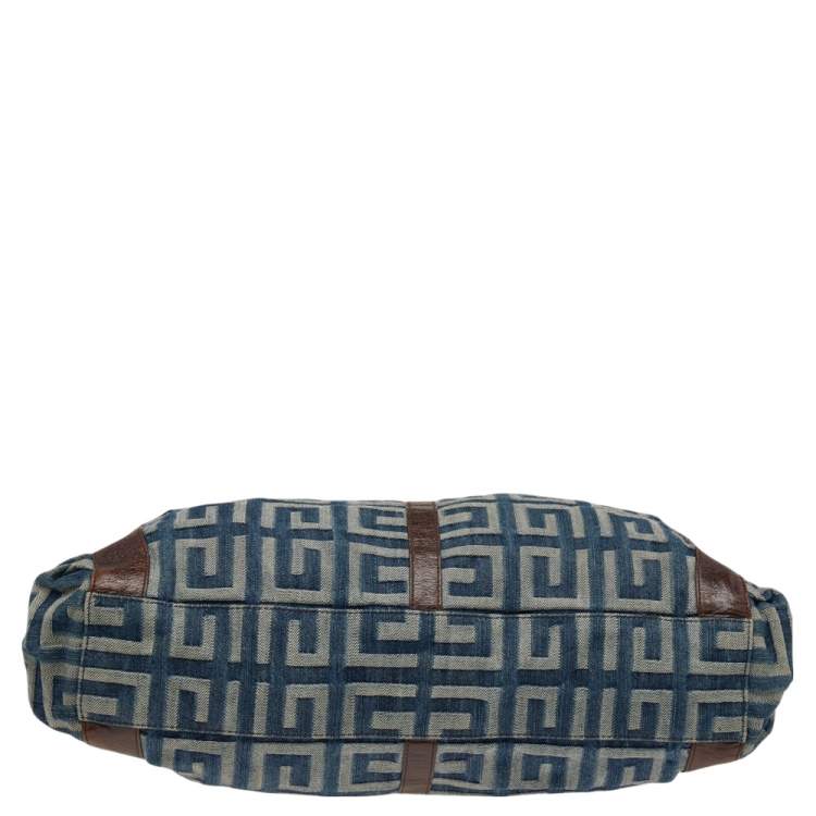 Pre Owned Givenchy Blue/Brown Denim and Leather Shoulder Bag