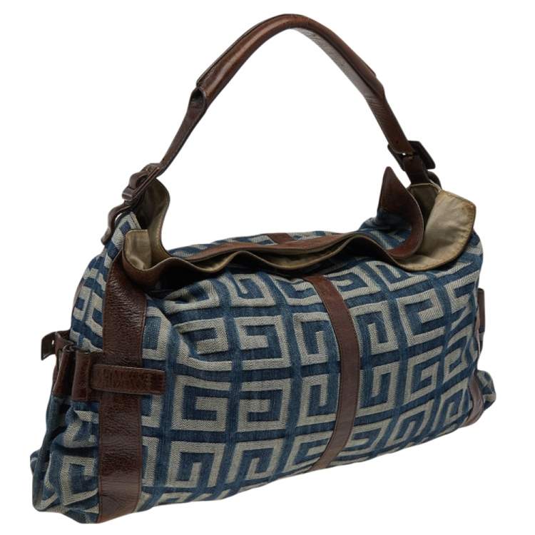 Pre Owned Givenchy Blue/Brown Denim and Leather Shoulder Bag