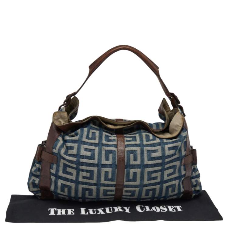 Pre Owned Givenchy Blue/Brown Denim and Leather Shoulder Bag