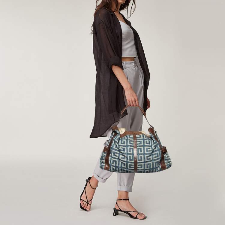 Pre Owned Givenchy Blue/Brown Denim and Leather Shoulder Bag