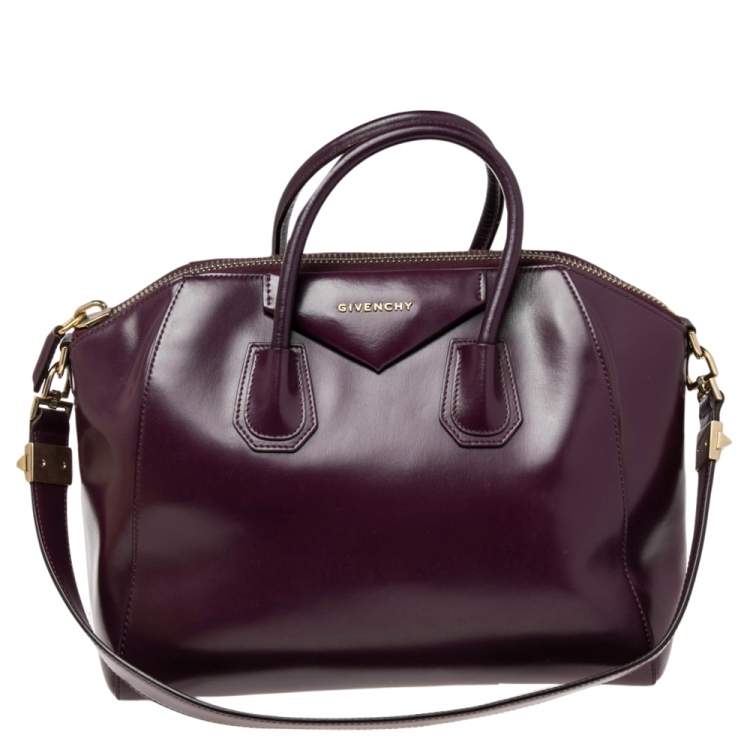 Pre Owned Givenchy Purple Leather Medium Antigona Satchel 