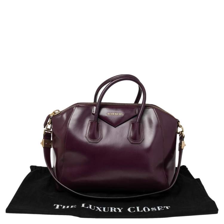 Pre Owned Givenchy Purple Leather Medium Antigona Satchel 