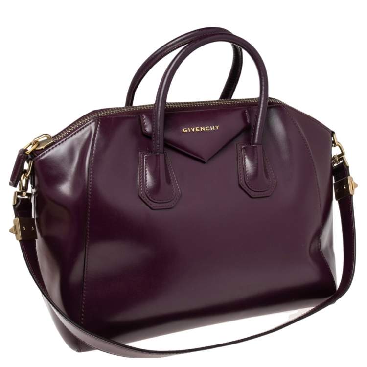 Pre Owned Givenchy Purple Leather Medium Antigona Satchel 