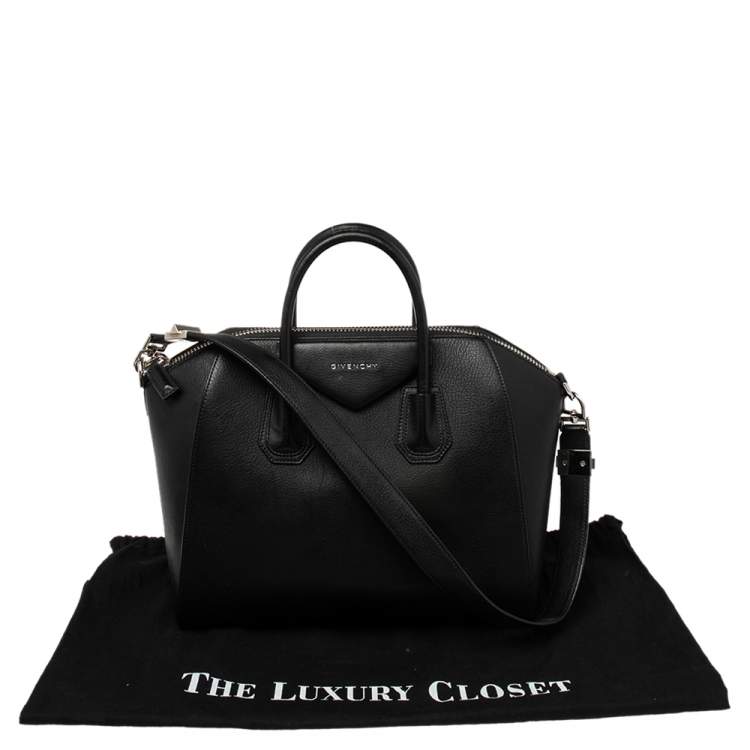 Pre Owned Givenchy Black Leather Medium Antigona Satchel 