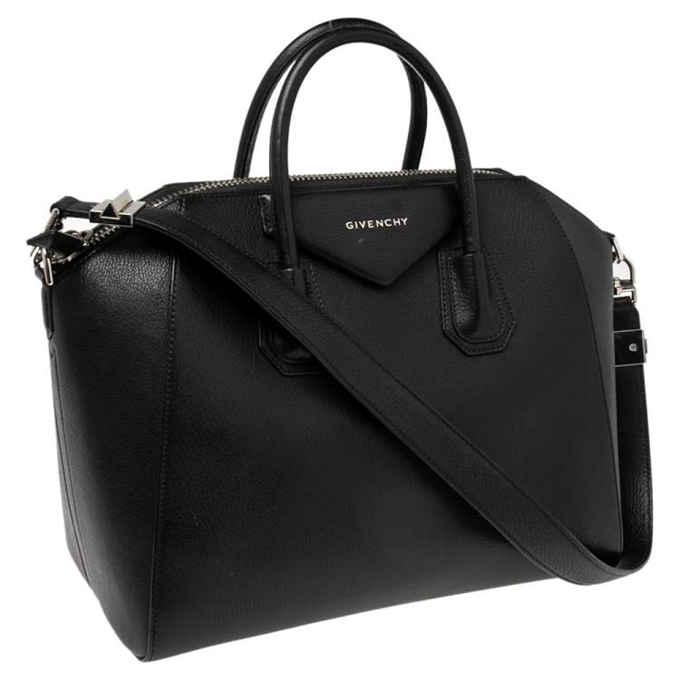 Pre Owned Givenchy Black Leather Medium Antigona Satchel 
