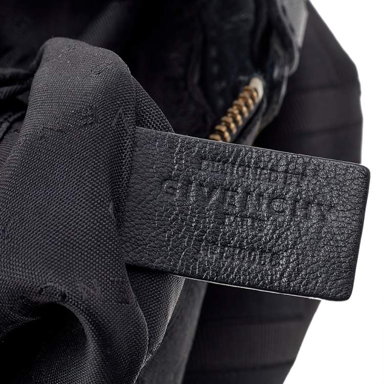Pre Owned Givenchy Black Monogram Canvas And Leather Shoulder Bag