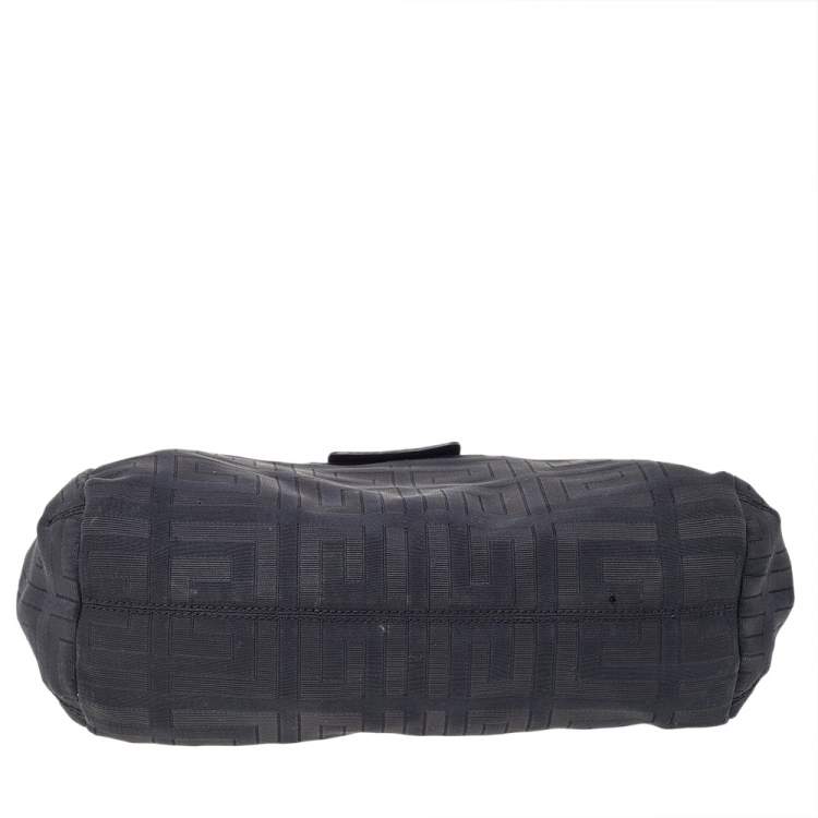 Pre Owned Givenchy Black Monogram Canvas And Leather Shoulder Bag