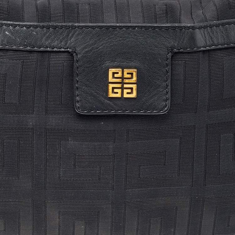 Pre Owned Givenchy Black Monogram Canvas And Leather Shoulder Bag