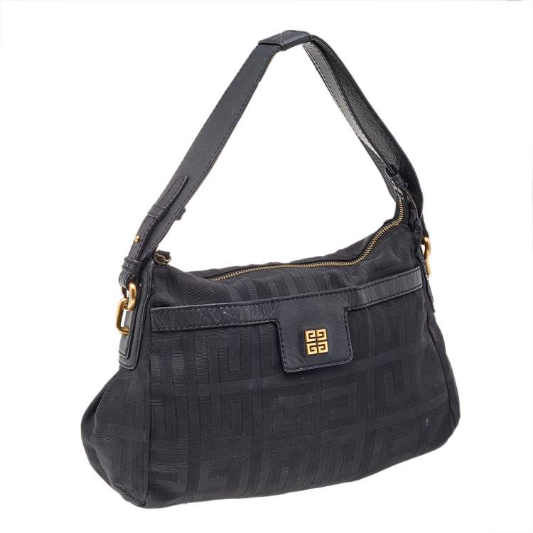 Pre Owned Givenchy Black Monogram Canvas And Leather Shoulder Bag