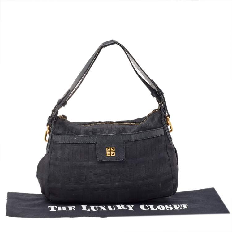 Pre Owned Givenchy Black Monogram Canvas And Leather Shoulder Bag