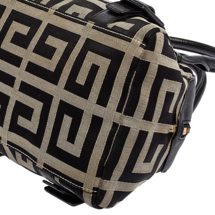 Pre Owned Givenchy Black/Grey Signature Canvas and Leather Small Satchel