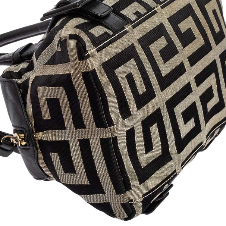 Pre Owned Givenchy Black/Grey Signature Canvas and Leather Small Satchel