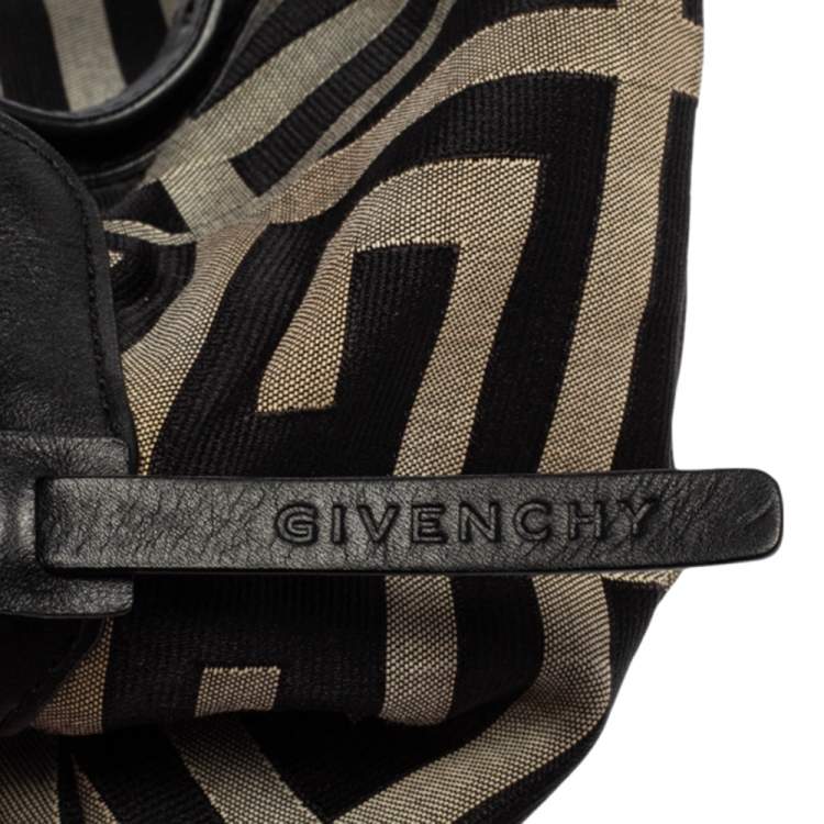 Pre Owned Givenchy Black/Grey Signature Canvas and Leather Small Satchel