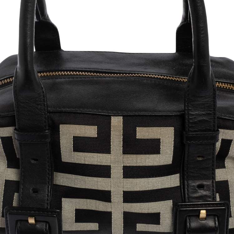 Pre Owned Givenchy Black/Grey Signature Canvas and Leather Small Satchel