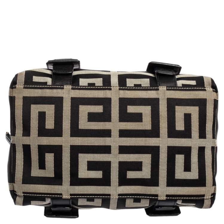 Pre Owned Givenchy Black/Grey Signature Canvas and Leather Small Satchel
