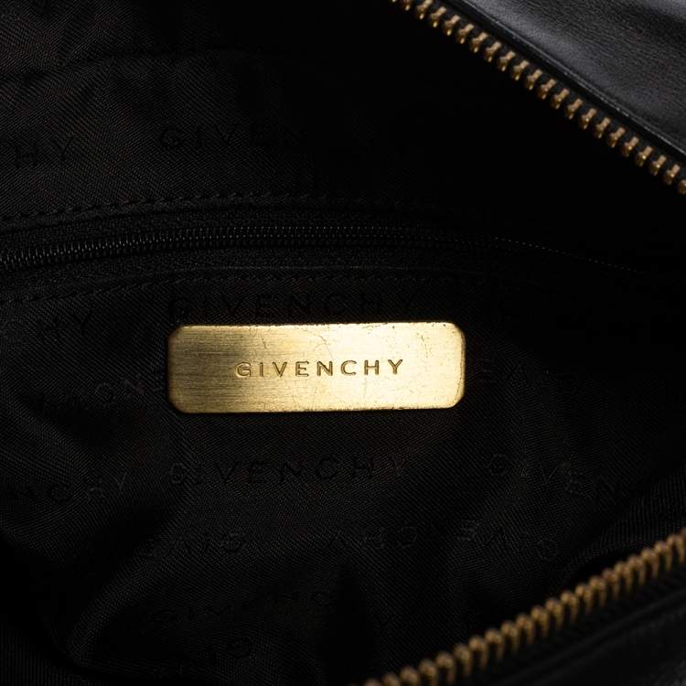 Pre Owned Givenchy Black/Grey Signature Canvas and Leather Small Satchel