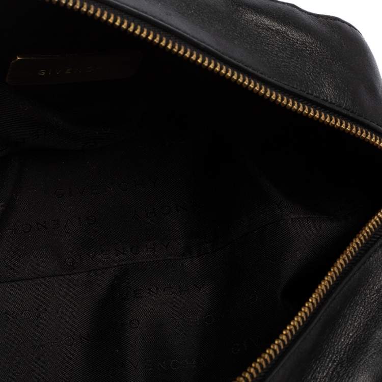 Pre Owned Givenchy Black/Grey Signature Canvas and Leather Small Satchel