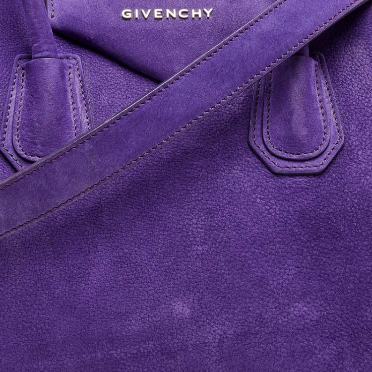 Pre Owned Givenchy Purple Suede Small Antigona Satchel