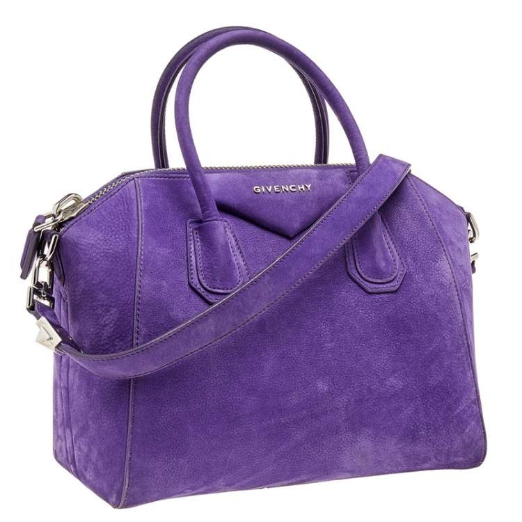 Pre Owned Givenchy Purple Suede Small Antigona Satchel