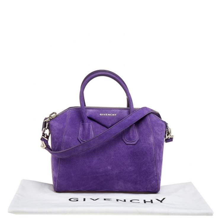 Pre Owned Givenchy Purple Suede Small Antigona Satchel