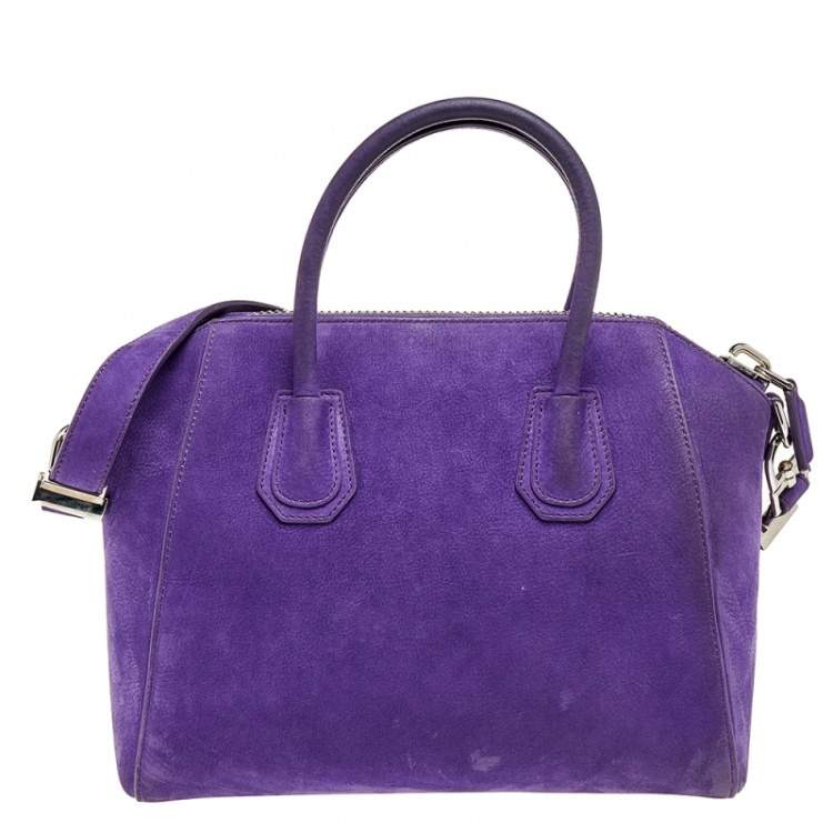 Pre Owned Givenchy Purple Suede Small Antigona Satchel