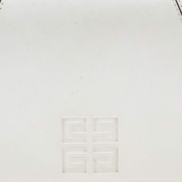Pre Owned Givenchy White Leather Logo Flap Shoulder Bag