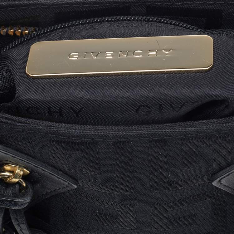 Pre Owned Givenchy Black Canvas And Leather Tassel Shoulder Bag