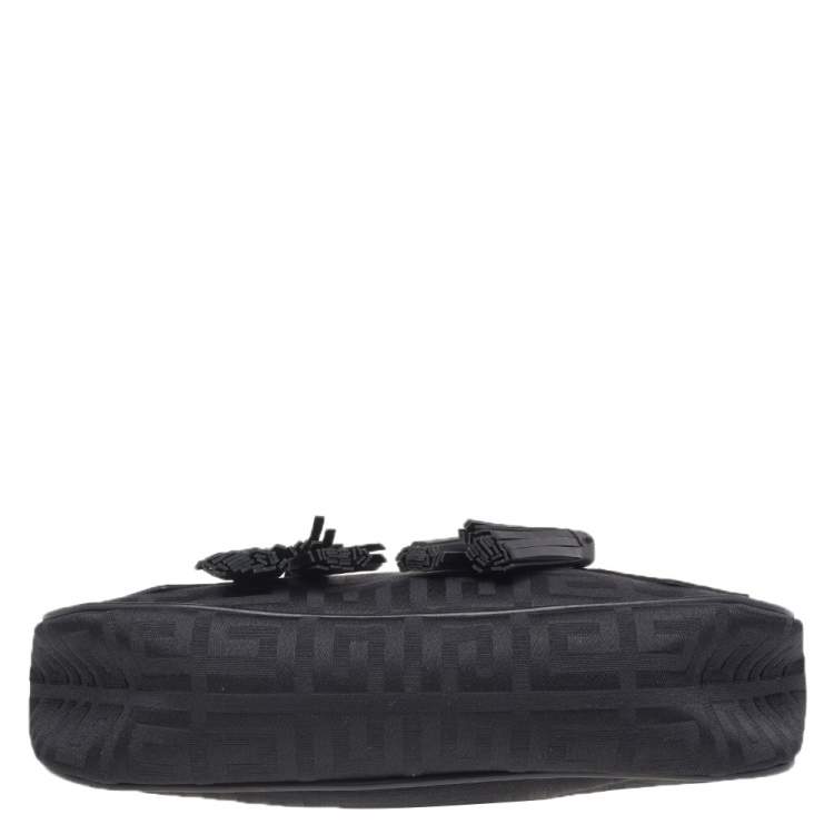 Pre Owned Givenchy Black Canvas And Leather Tassel Shoulder Bag