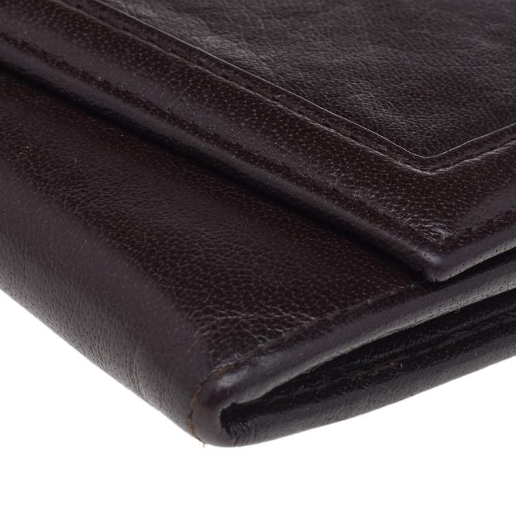 Pre Owned Givenchy Brown Leather Flap Continental Wallet