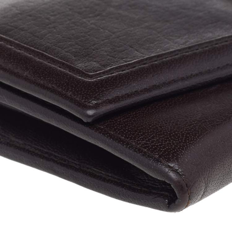 Pre Owned Givenchy Brown Leather Flap Continental Wallet