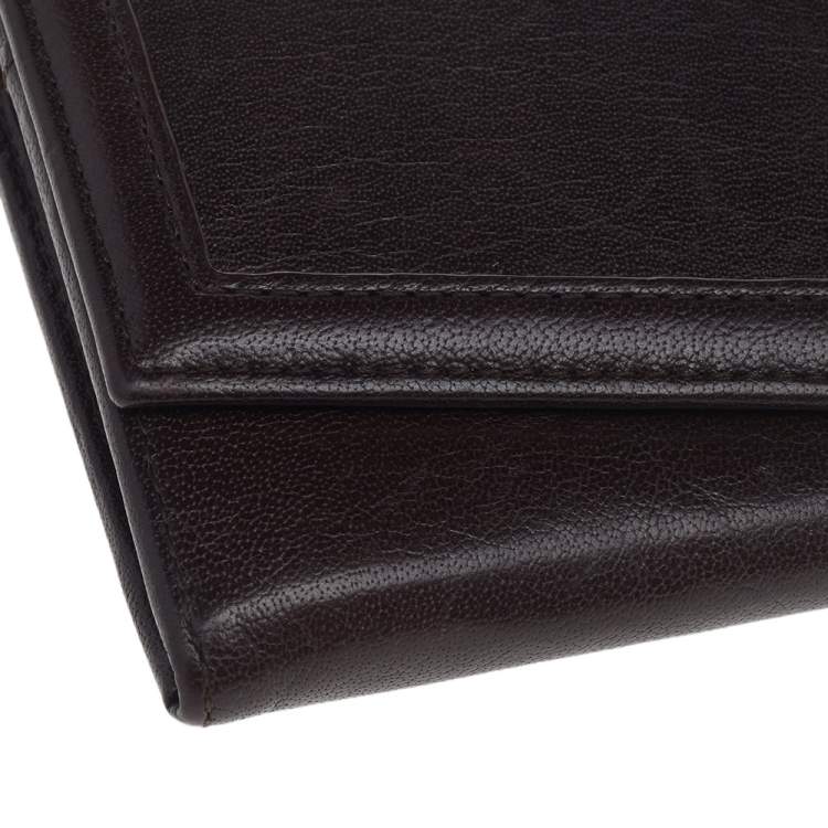 Pre Owned Givenchy Brown Leather Flap Continental Wallet