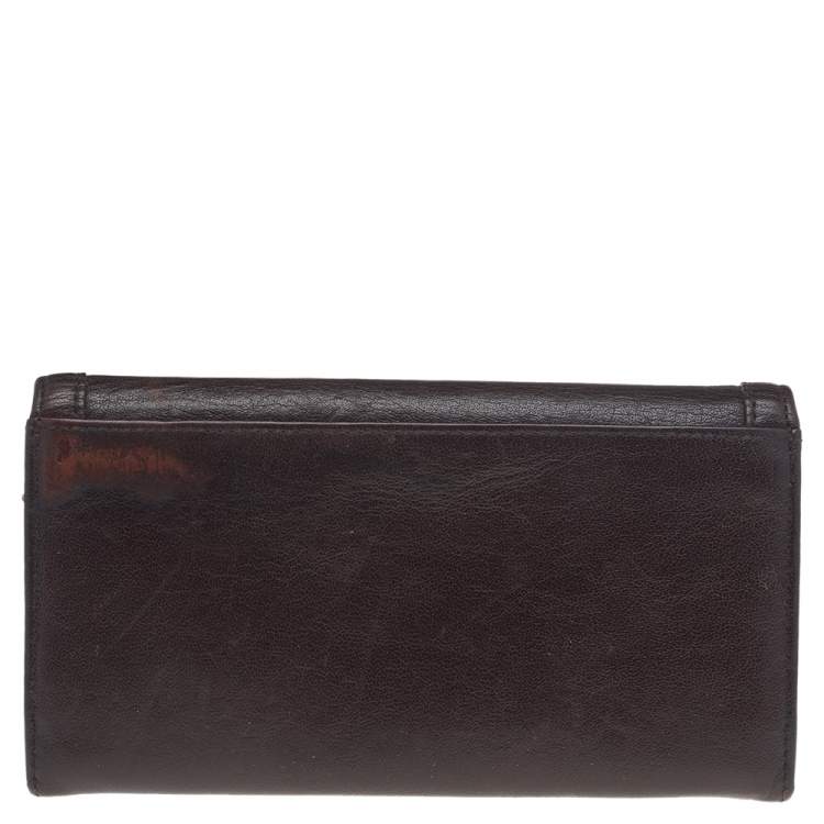 Pre Owned Givenchy Brown Leather Flap Continental Wallet