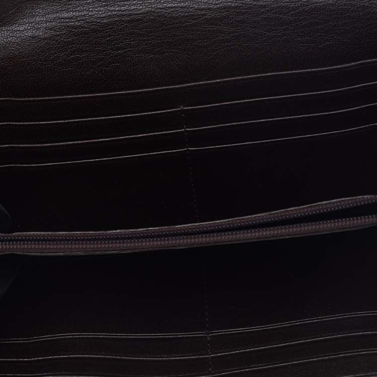 Pre Owned Givenchy Brown Leather Flap Continental Wallet