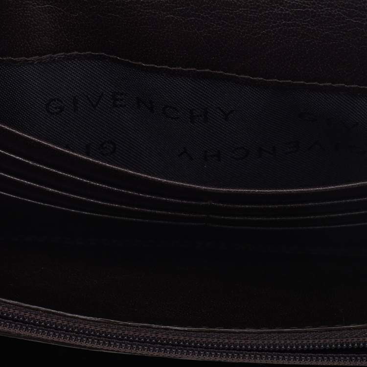 Pre Owned Givenchy Brown Leather Flap Continental Wallet