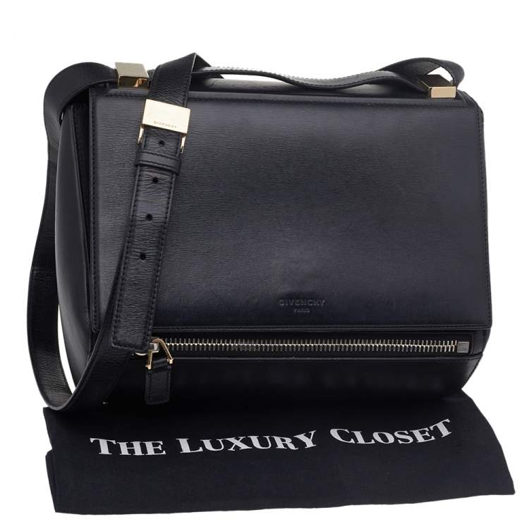 Pre Owned Givenchy Black Leather Pandora Box Medium Shoulder Bag