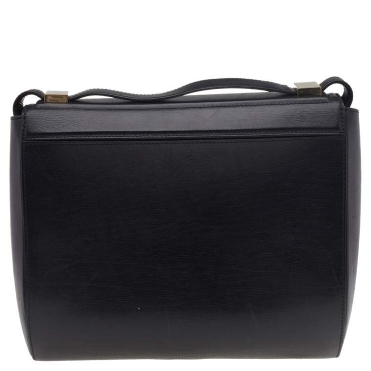 Pre Owned Givenchy Black Leather Pandora Box Medium Shoulder Bag