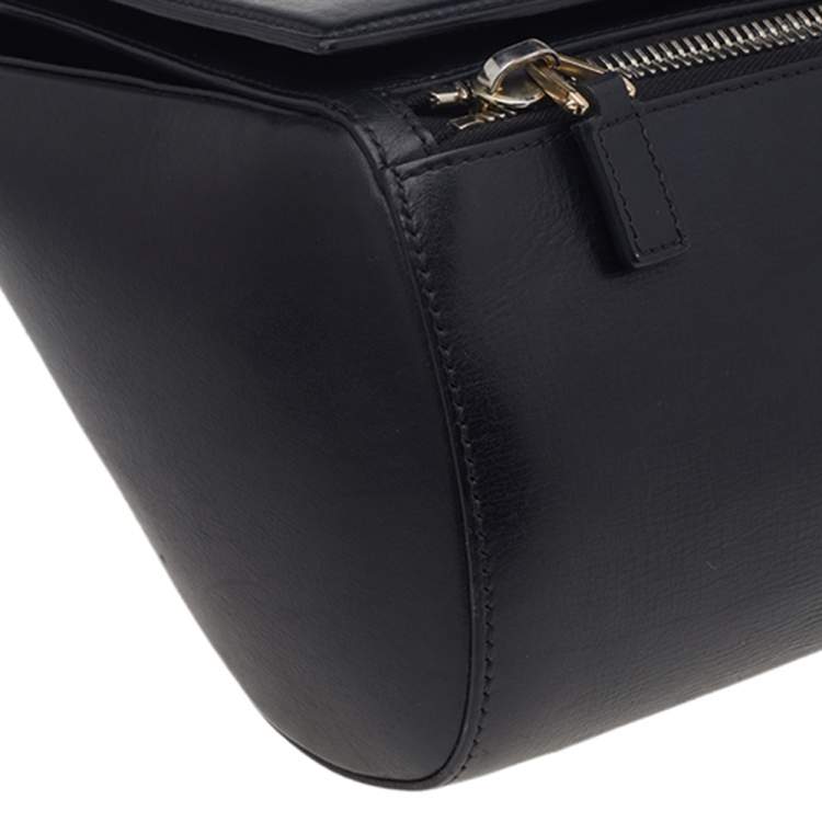 Pre Owned Givenchy Black Leather Pandora Box Medium Shoulder Bag