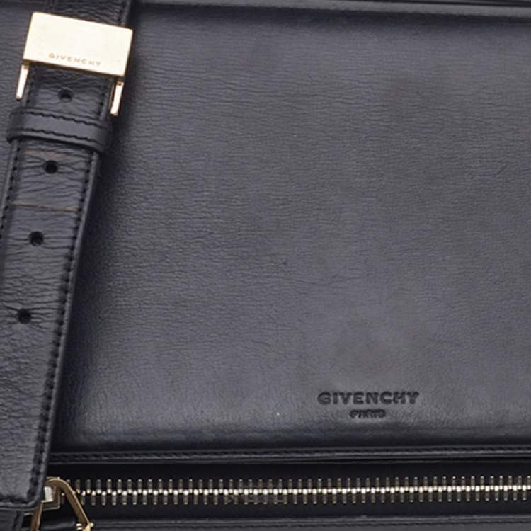 Pre Owned Givenchy Black Leather Pandora Box Medium Shoulder Bag