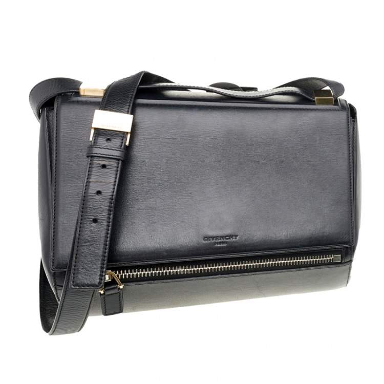 Pre Owned Givenchy Black Leather Pandora Box Medium Shoulder Bag