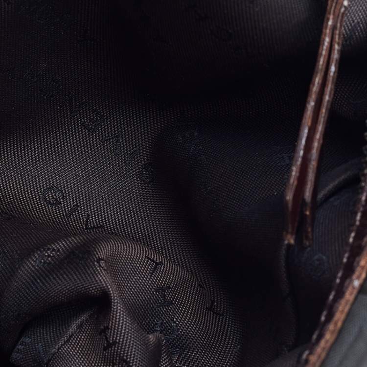 Pre Owned Givenchy Brown Canvas And Leather Baguette Bag